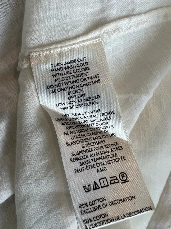 Anthropologie Puff-Sleeve Embroidered Buttondown Blouse Pilcro NEW 2X Ivory - Picture 14 of 16